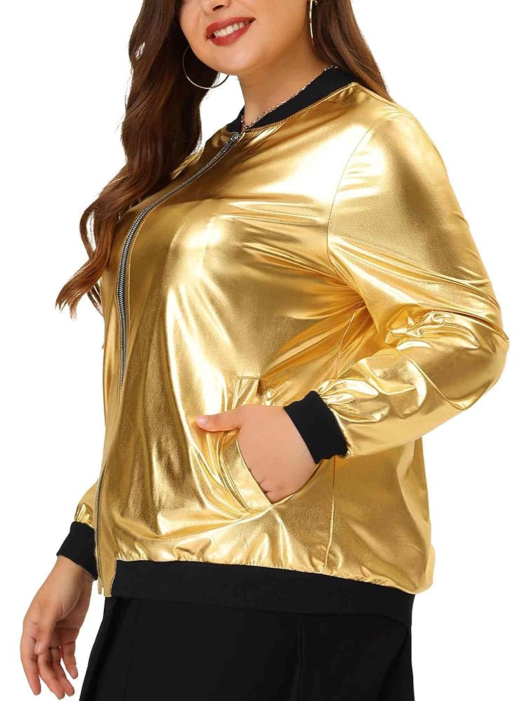 Amazon.com: Agnes Orinda Women's Plus Size Metallic Jackets